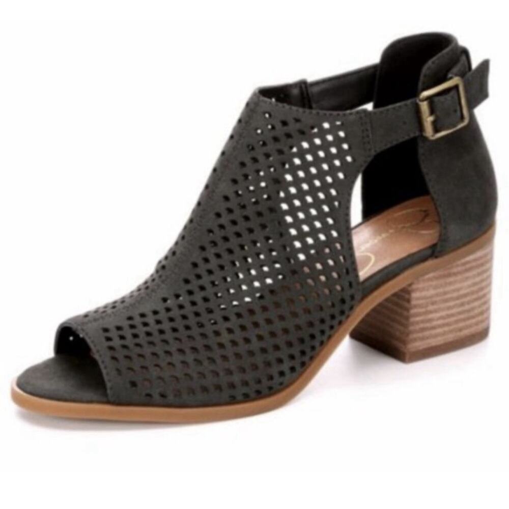 Jessica Simpson Barri Black Booties Cut Out Open Toe Heeled Sandals New Size 11